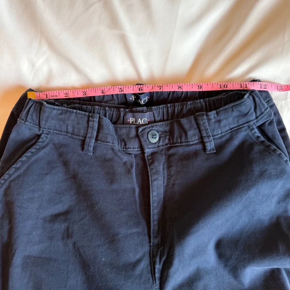 The Childrens Place Girls Navy Blue Chino Pants 2 pairs Size 16 Adjustable Waist